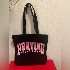 👜 PRAYING MOMS CLUB Canvas Tote – 13.5” x 13.5” 🖤💖